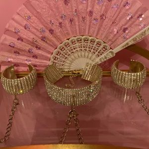 Rhinestone collar and cuff set